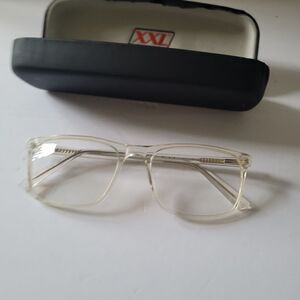 XXl large Eyeglasses Framed ARGONAUT CRYSTAL Clear Square Full Rim57-19 WIPE CAS